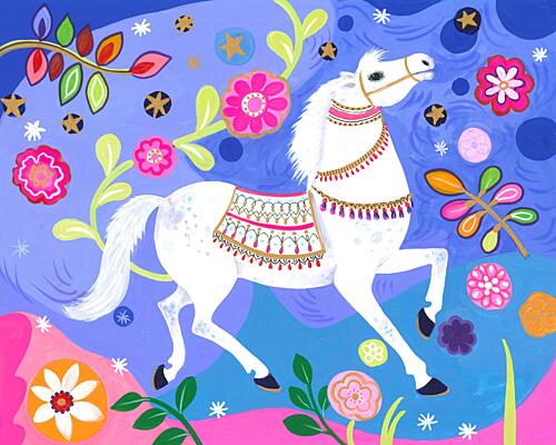 Dancing Horse in Spring Art Print