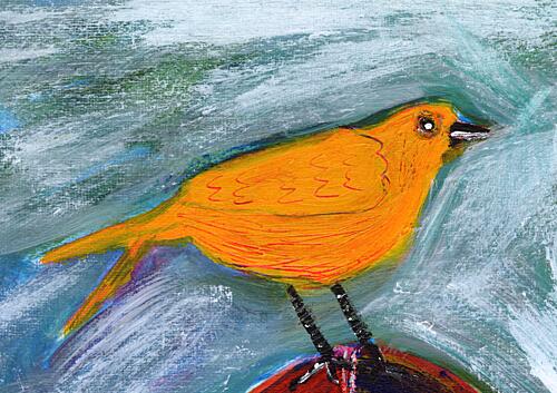 Vibrant Orange Bird Art Print
