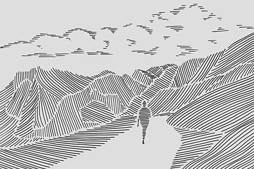 Minimalist Mountain Path Art Print