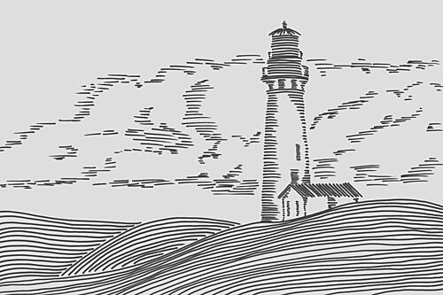 Coastal Lighthouse Landscape Art Print