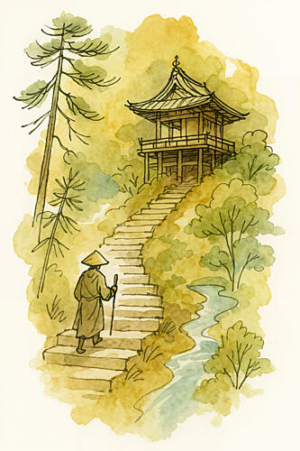 Monks Temple Journey Art Print