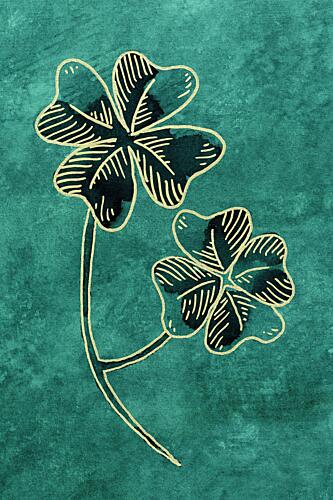 Teal Lucky Clovers Art Print