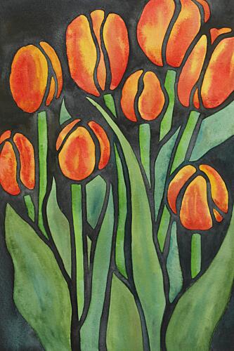 Bold Orange Tulips Art Print