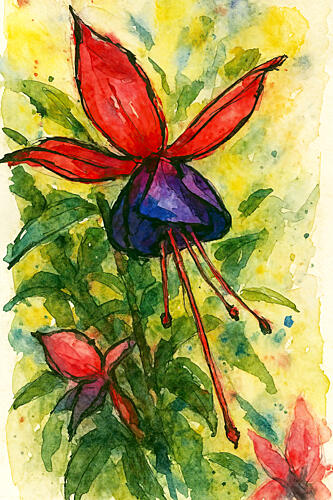 Fuchsia Watercolor Bloom Art Print