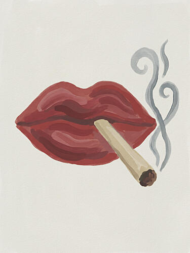 Smoking Red Lips Pop art reproduction
