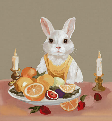 White Rabbits Feast Art Print