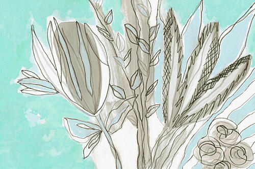 Modern Teal Botanicals Art Print