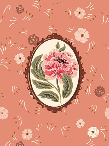 Vintage Peony Vignette Art Print