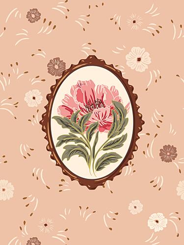 Vintage Pink Flower Frame Art Print