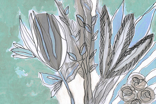 Abstract Floral Sketch Art Print