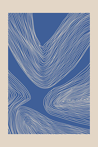 Blue Flowing Lines Art Print by Melloi Art Prints