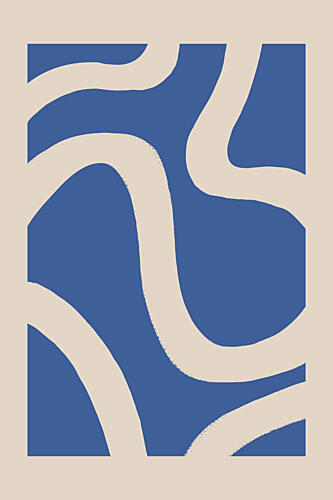 Organic Blue Curves Art Print by Melloi Art Prints