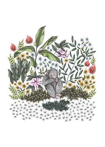 Whimsical Jungle Monkey Art Print