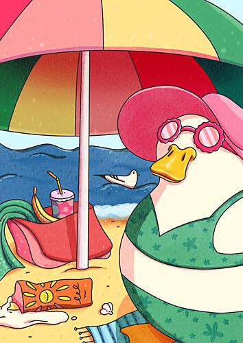 Duck Summer Vacation Art Print by Nanna Paavig