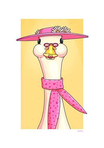 Stylish Pink Goose Art Print by Nanna Paavig
