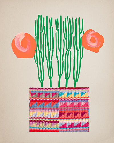 Colorful Cactus Pot Art Print