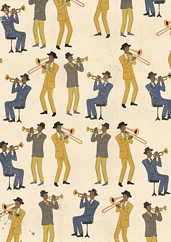 Retro Jazz Ensemble Art Print