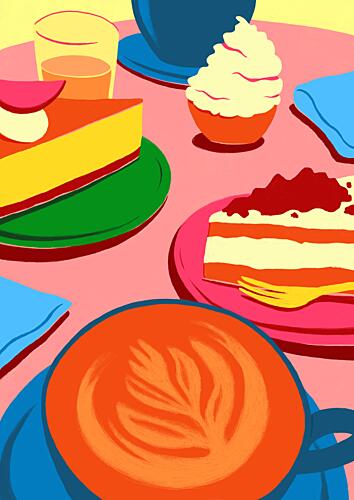 Vibrant Coffee Break Art Print by Nanna Paavig
