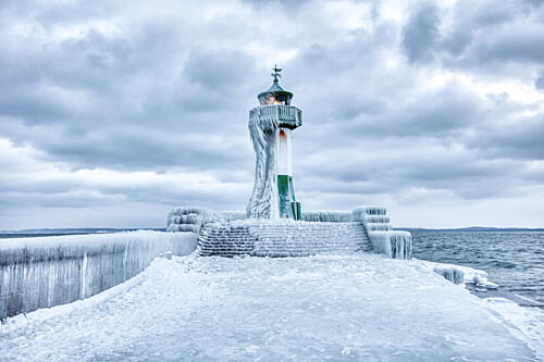 Frozen Winter Lighthouse Art Print by Dieter Weck
