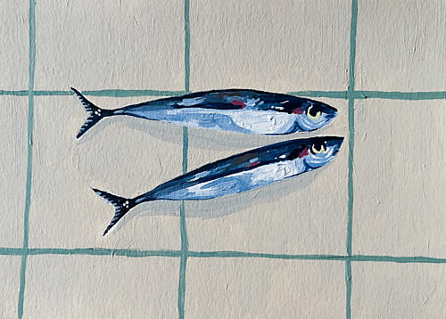 Two Blue Fish Art Print