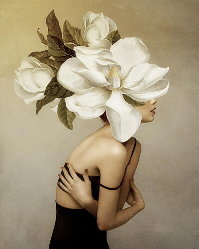 Elegant Magnolia Portrait Art Print