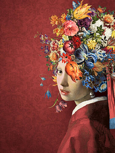 Vibrant Floral Portrait Art Print