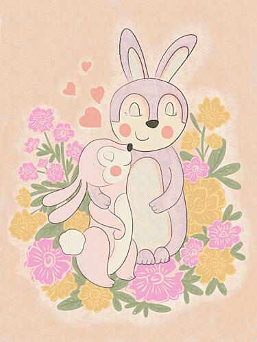 Sweet Bunny Embrace Art Print