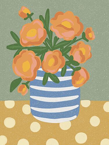 Orange Floral Still Life Art Print