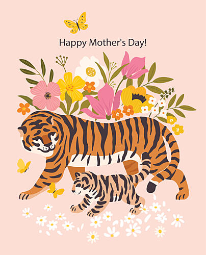 Happy Mothers Day Tigers Art Print