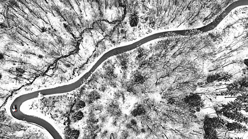 Winding Winter Road Art Print