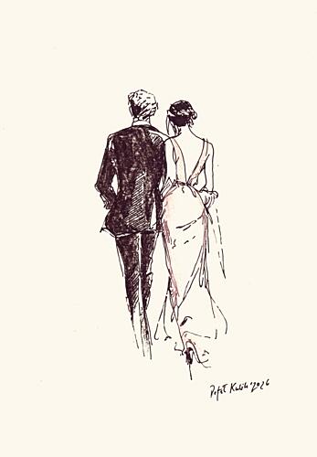 Elegant Couple Walking Art Print