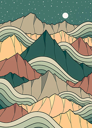Layered Mountain Night Art Print