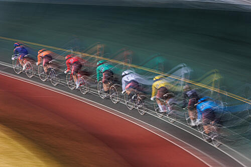 Blurred Velodrome Race Art Print by Unknown