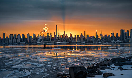 Icy Golden Skyline Art Print by Wei David Dai