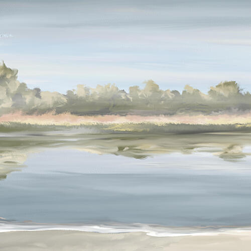 Peaceful Beach Reflection Art Print