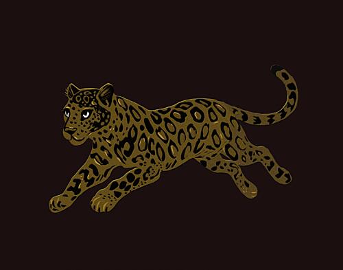 Leopard African Wildlife Illustration Stripes Gold Print