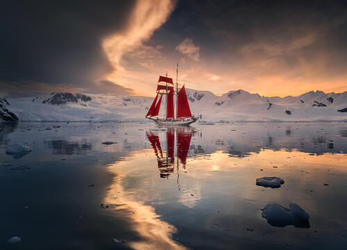 Red Sails Arctic Sunset Art Print