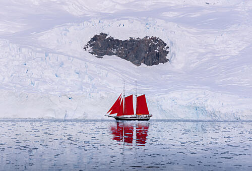 Red Sails Glacial Voyage Art Print