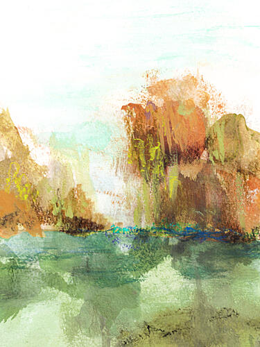 Earthy Mountain Reflection Art Print
