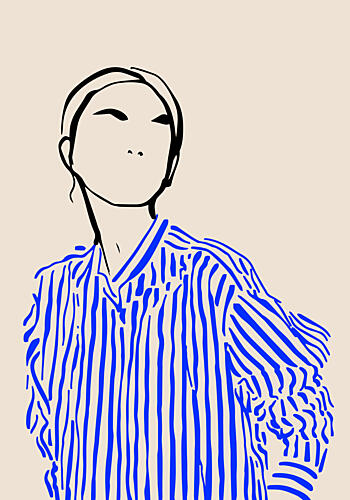 Minimalist Blue Stripes Art Print by Greywork.Studio Eirini Gerakidou