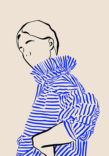 Chic Striped Woman Art Print by Greywork.Studio Eirini Gerakidou