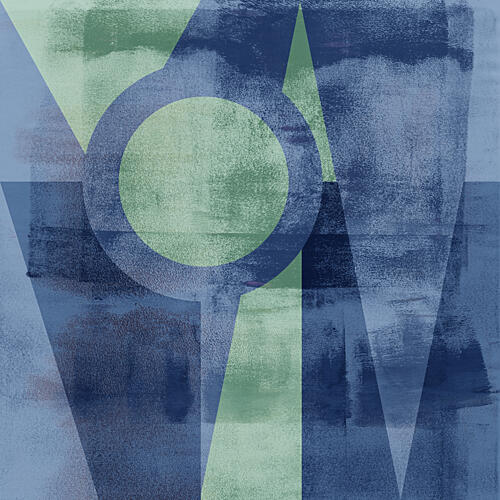 Distressed Geometric Overlays Art Print