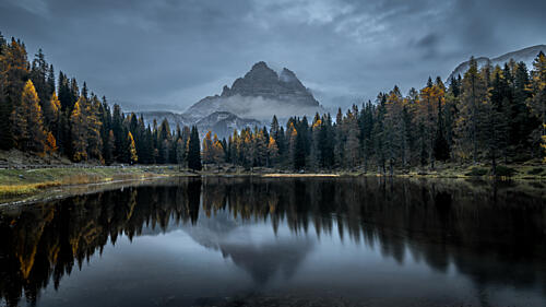 Autumn Mountain Reflection Art Print by Tong Zhu