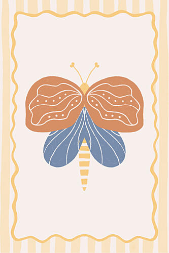 Whimsical Orange Butterfly Art Print