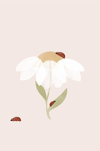Sweet Daisy Ladybugs Art Print