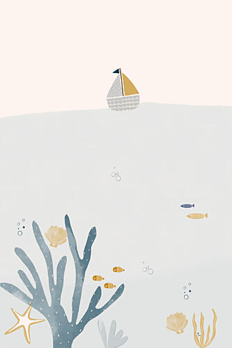 Little Sailboat Undersea Art Print