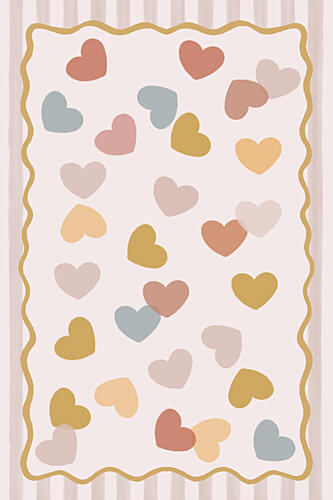 Sweet Scattered Hearts Gold Print