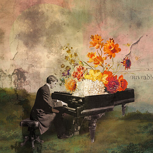Pianists Floral Dream Art Print