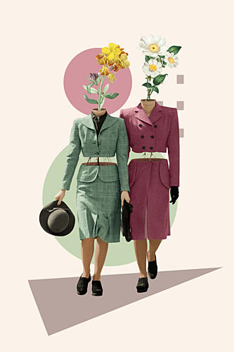 Vintage Flower Headed Women Art Print