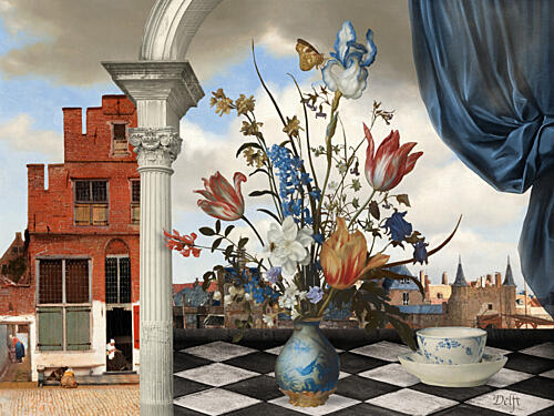 Delft Flowers City View Art Print